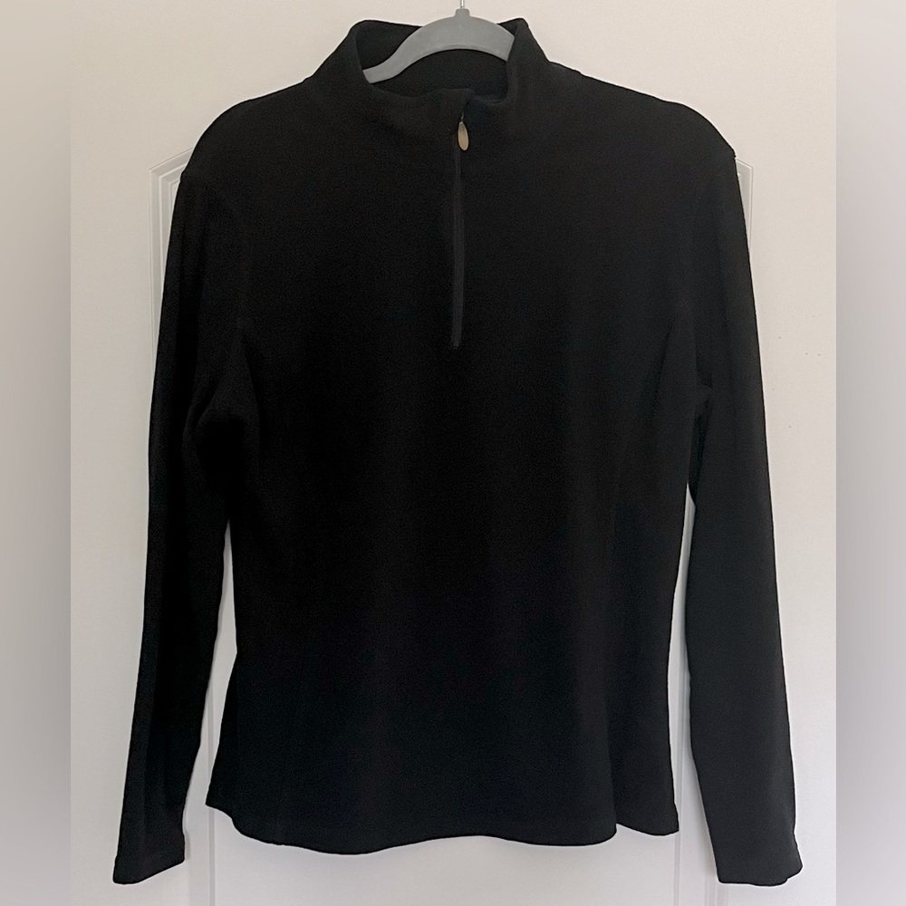 Champion Women’s Black Long Sleeve Quarter  Zip Fleece Pullover Top Lightweight